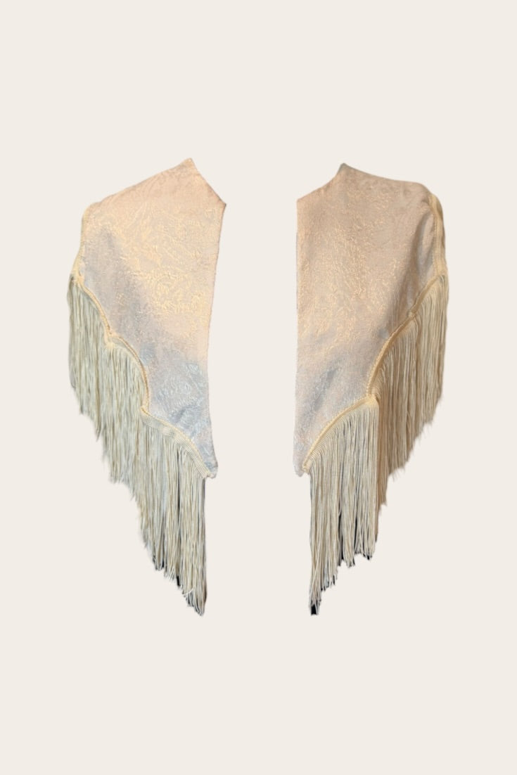 Sandra Reversible Shoulder Cape Ivory Demask/Navy Barre Stripe
