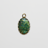 Vintage Glass Green Fire Stone Charm