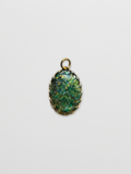 Vintage Glass Green Fire Stone Charm