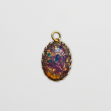 Vintage Glass Fire Stone Charm Medium