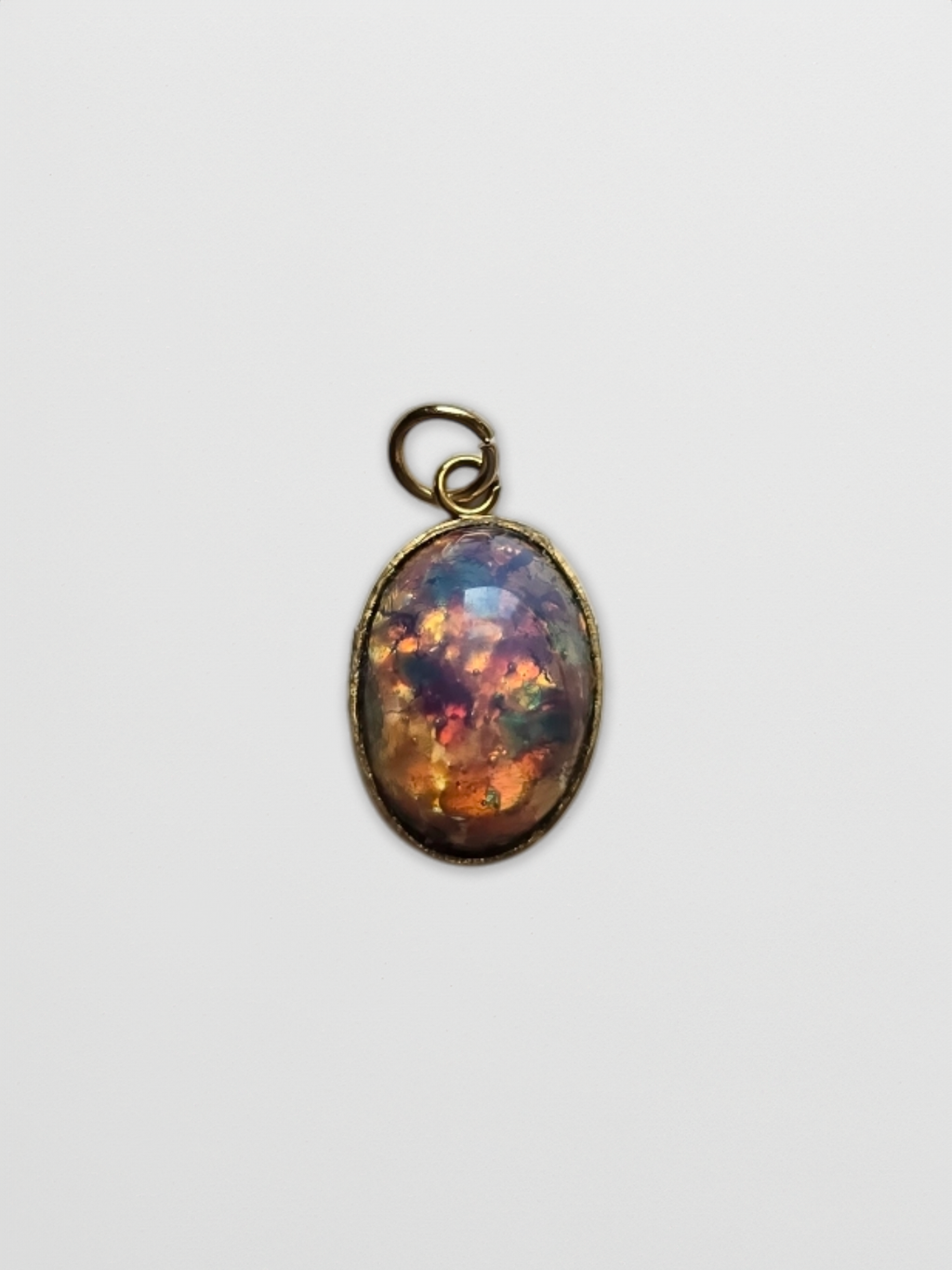Small Vintage Glass Fire Stone Charm