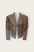 Mauve Fringe Leather Jacket