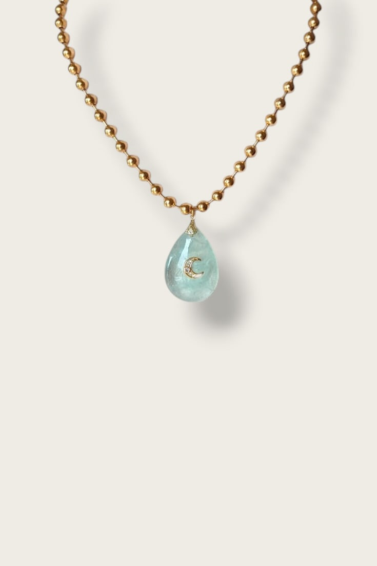 Vintage Moon Flourite Pendant Necklace