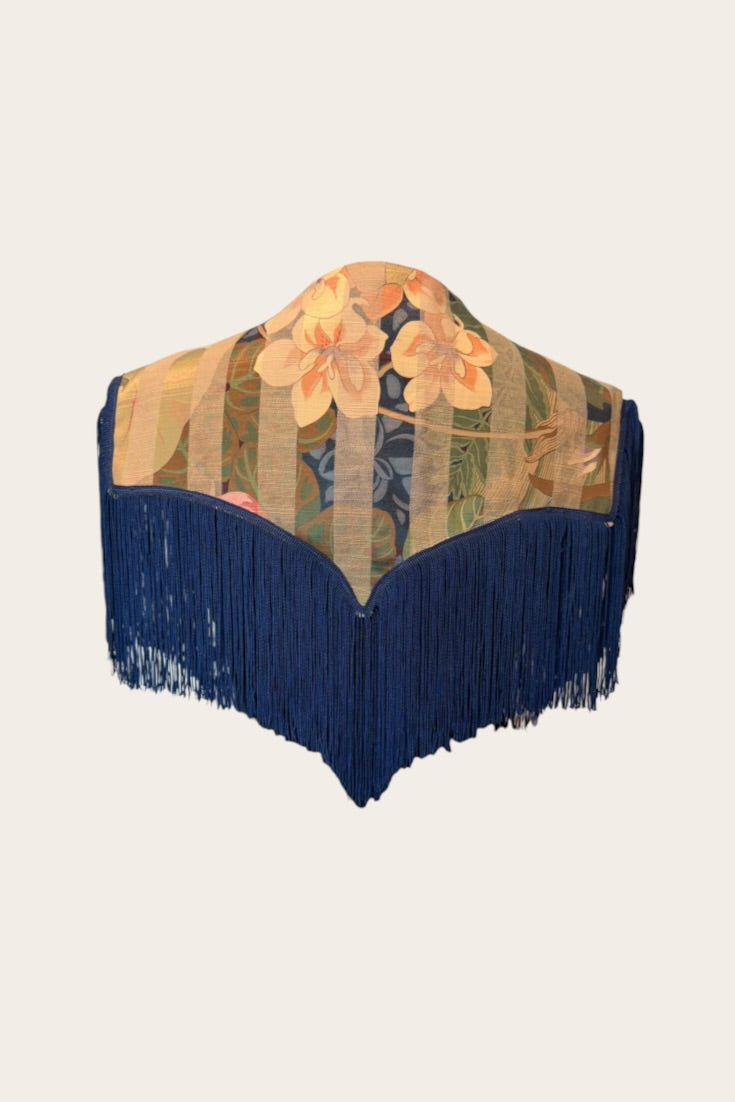 Sandra Reversible Shoulder Cape Denim/Floral Tapestry