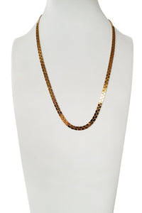 Vintage Gold-tone Flat Brick Chain Necklace