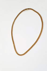 Vintage Gold-tone Flat Brick Chain Necklace
