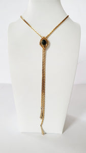 70's Gold-tone Slide Bolo/ Lariat Necklace