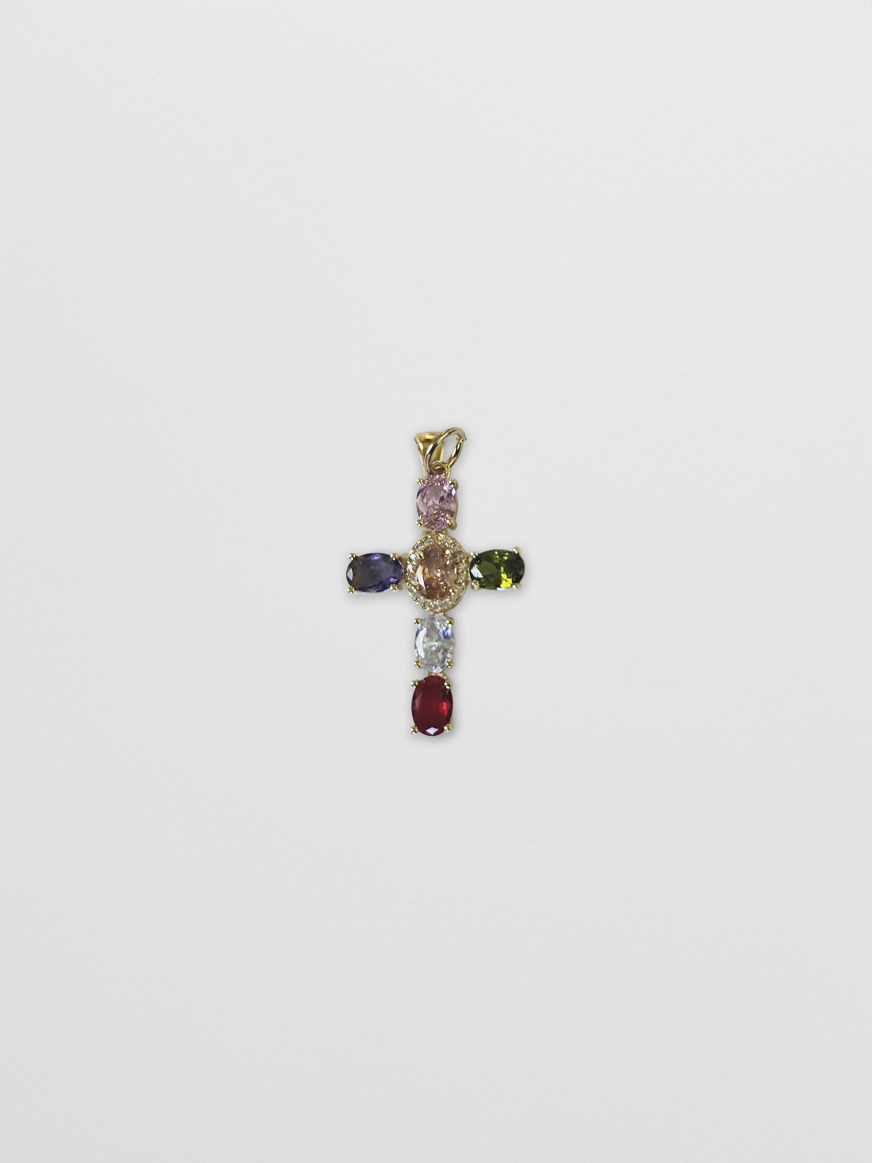 Multi-color CZ Cross Charm
