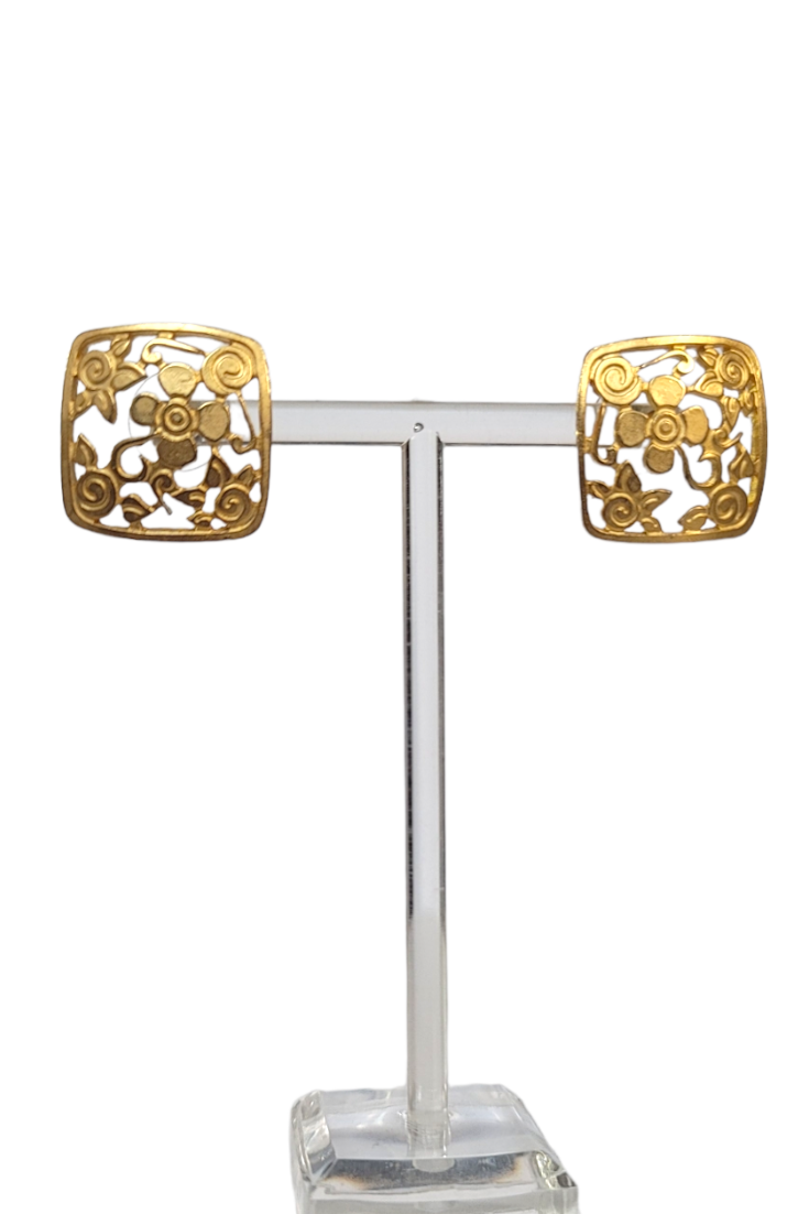 Vintage Floral Square Earrings