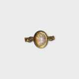 Vintage Fire Opal Glass Ornate Ring