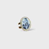 Vintage Porcelain Blue Floral Ring