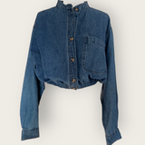 Mandarin Collar Denim Reworked Top