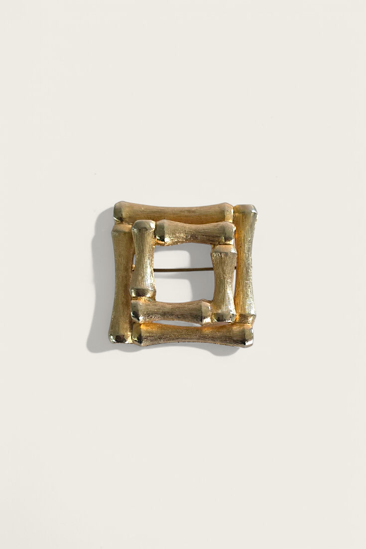 Vintage Square Bamboo Brooch