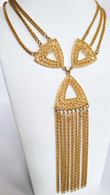 Load image into Gallery viewer, Vintage Gold Tone Etruscan Fringe Necklace