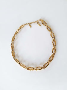 Vintage Gold-tone Dual Textured Rope Choker