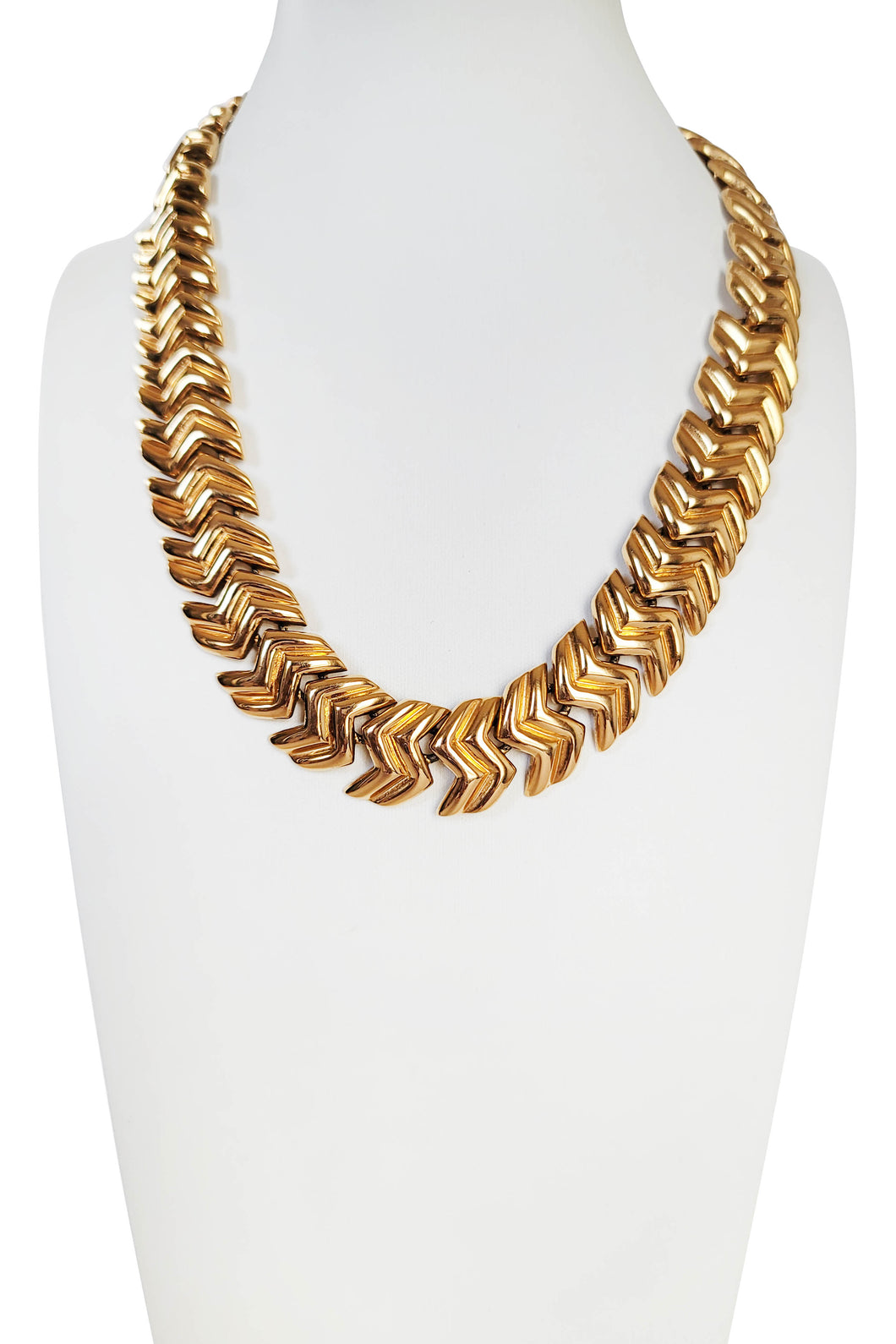 Vintage Gold-tone Chevron Collar Necklace