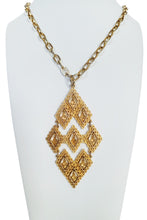 Load image into Gallery viewer, Vintage Goldtone Diamond Filagree Pendant Necklace