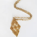 Vintage Goldtone Diamond Filagree Pendant Necklace