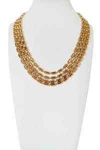 Vintage Gold-tone Beaded Multi-strand Necklace