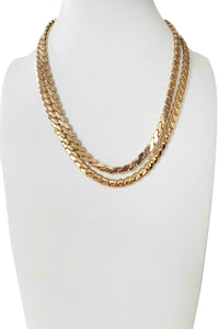 Vintage Gold-tone Flat Semi Curb Layered Necklace