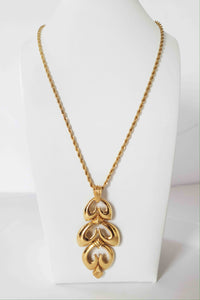 60's Gold tone Triple Drop Pendant Necklace