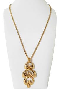 60's Gold tone Triple Drop Pendant Necklace