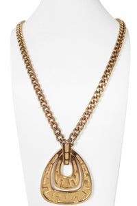 70's Gold-tone Monet Greek Key Chunky Pendant Necklace