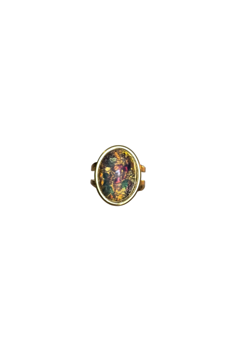 Vintage Large Fire Opal Glass Ring
