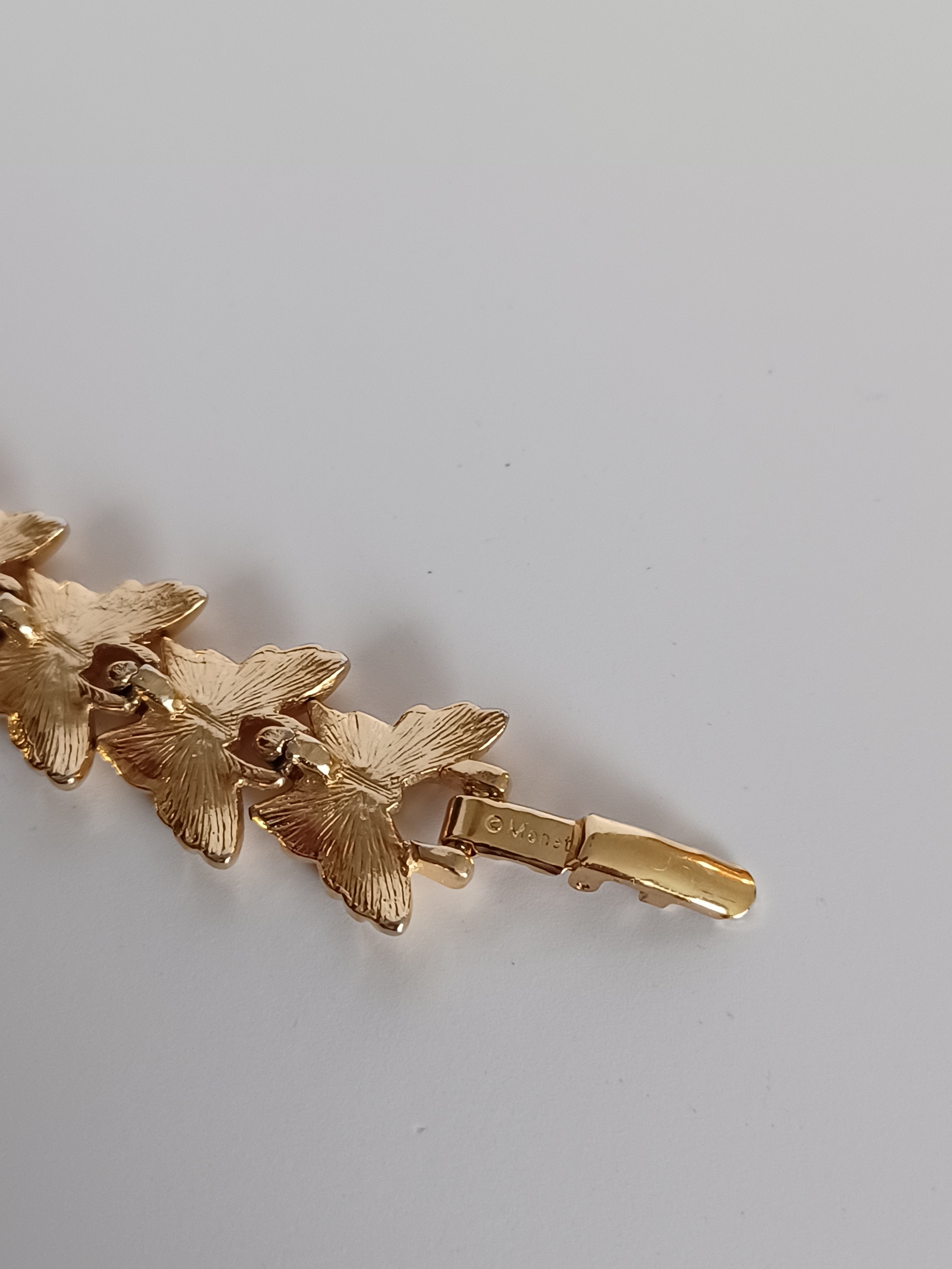 50's Monet Green Gemmed Butterfly Bracelet