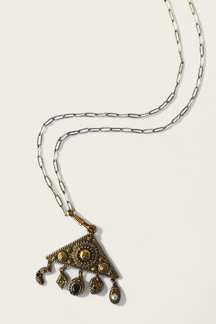Vintage Etruscan Triangle Necklace