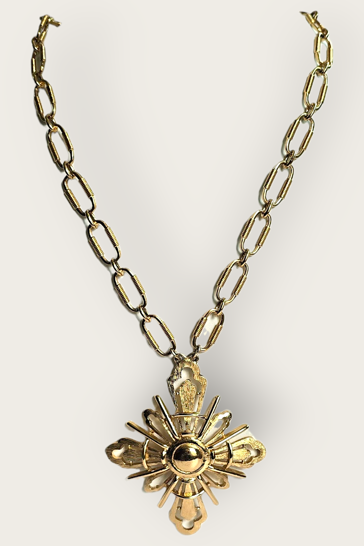 Vintage Monet 70s Radiant Cross Necklace