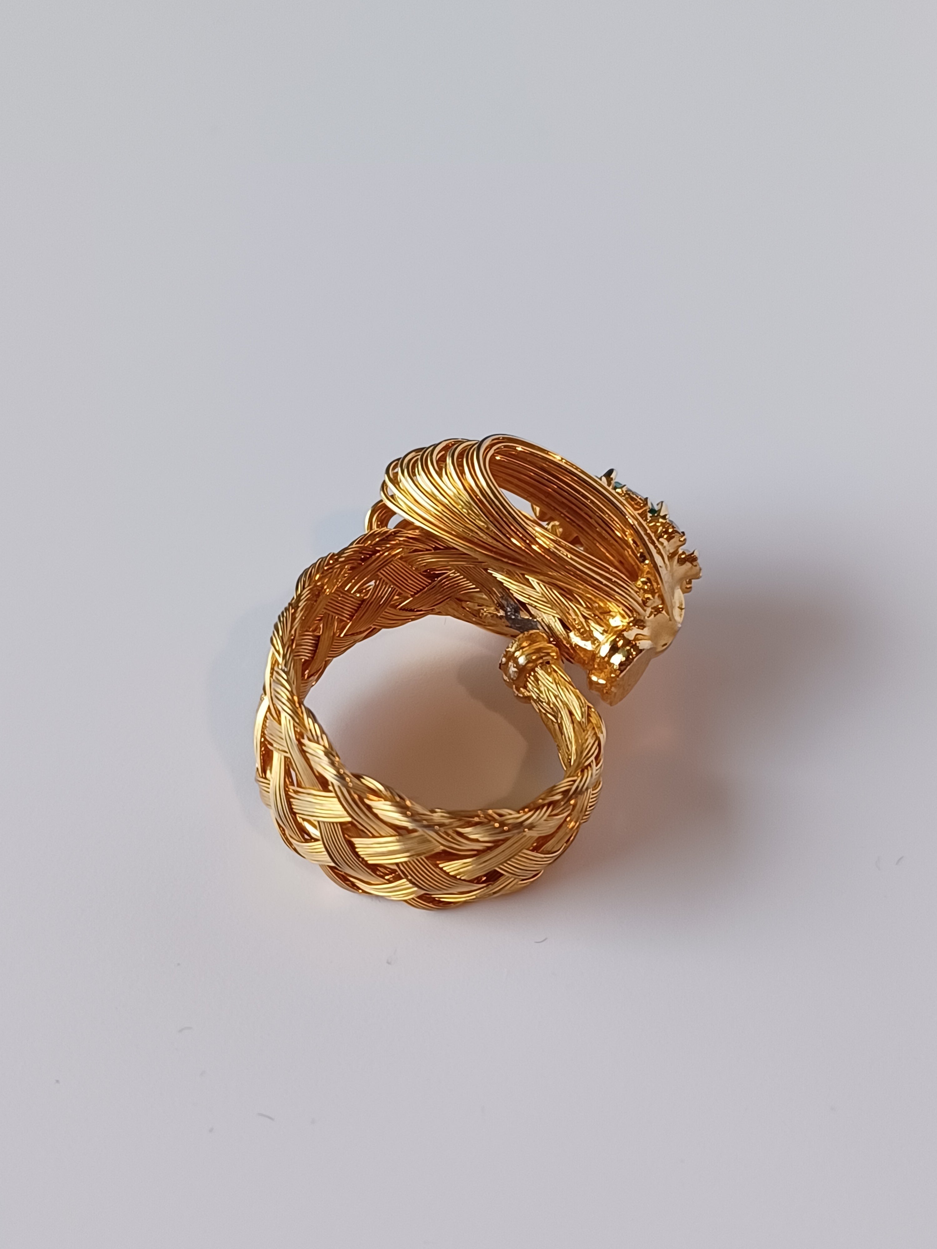 Vintage Emerald Woven Ring