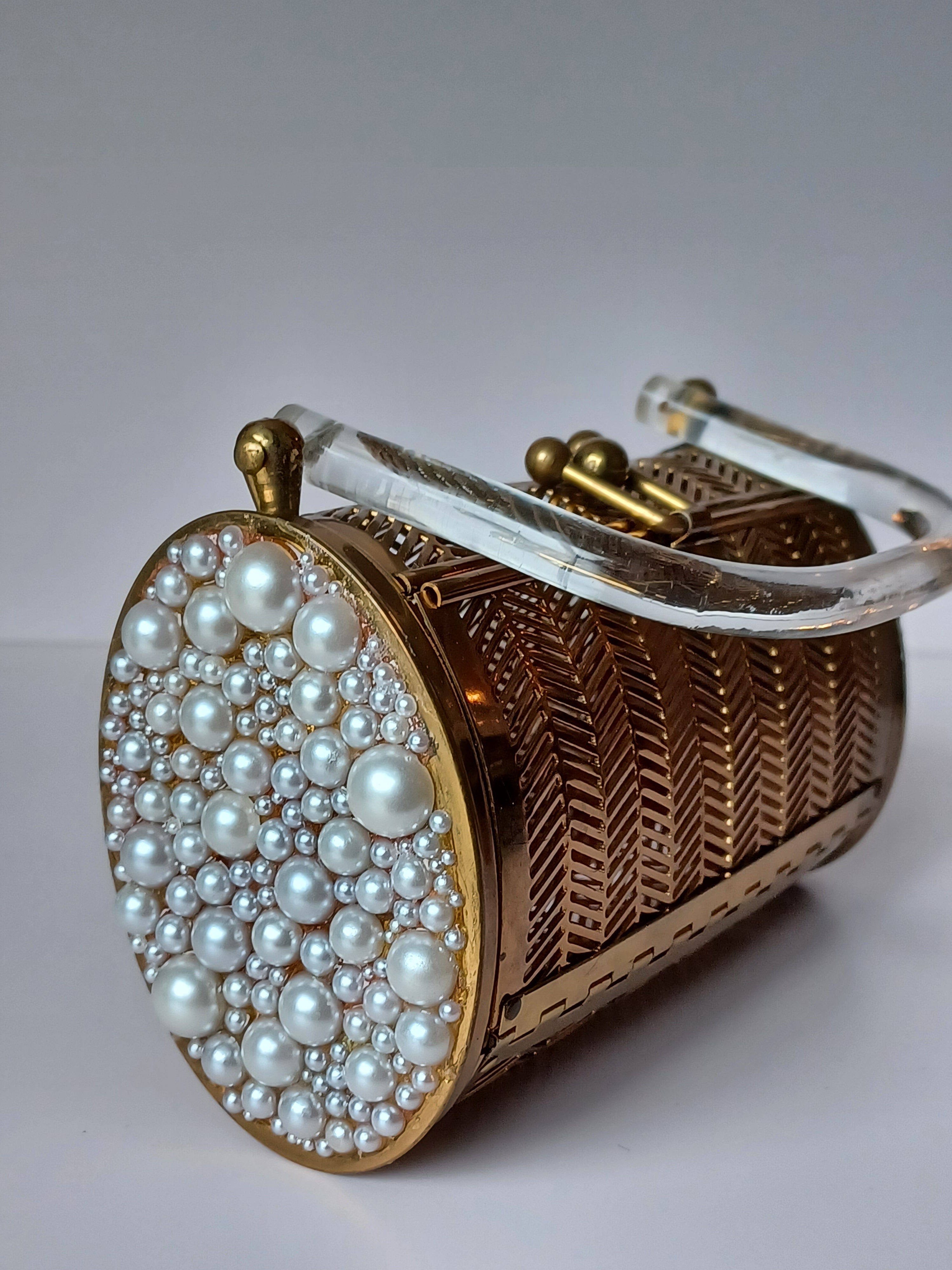 50's Dorset Rex Herringbone and Pearl Purse
