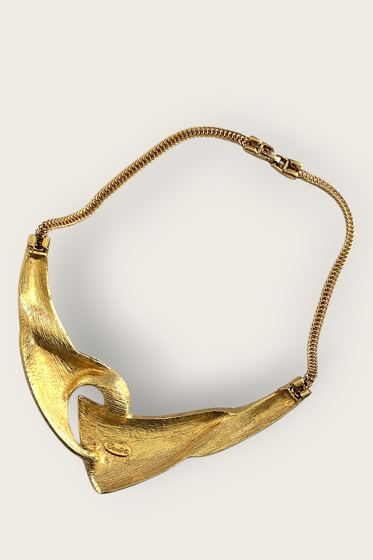 Vintage 80s Sculptural Wave Necklace