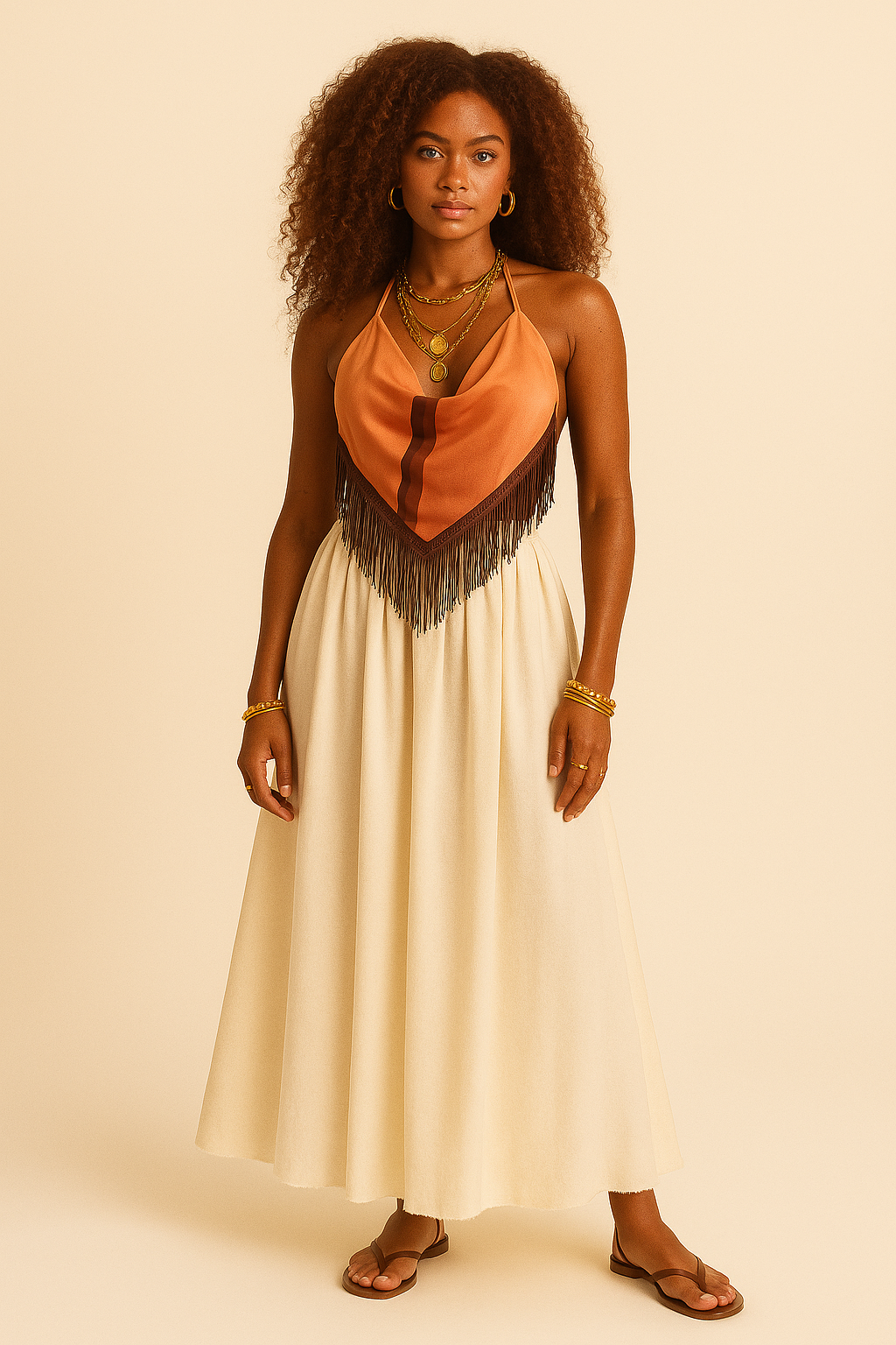 Tina Fringe Silk Scarf Top