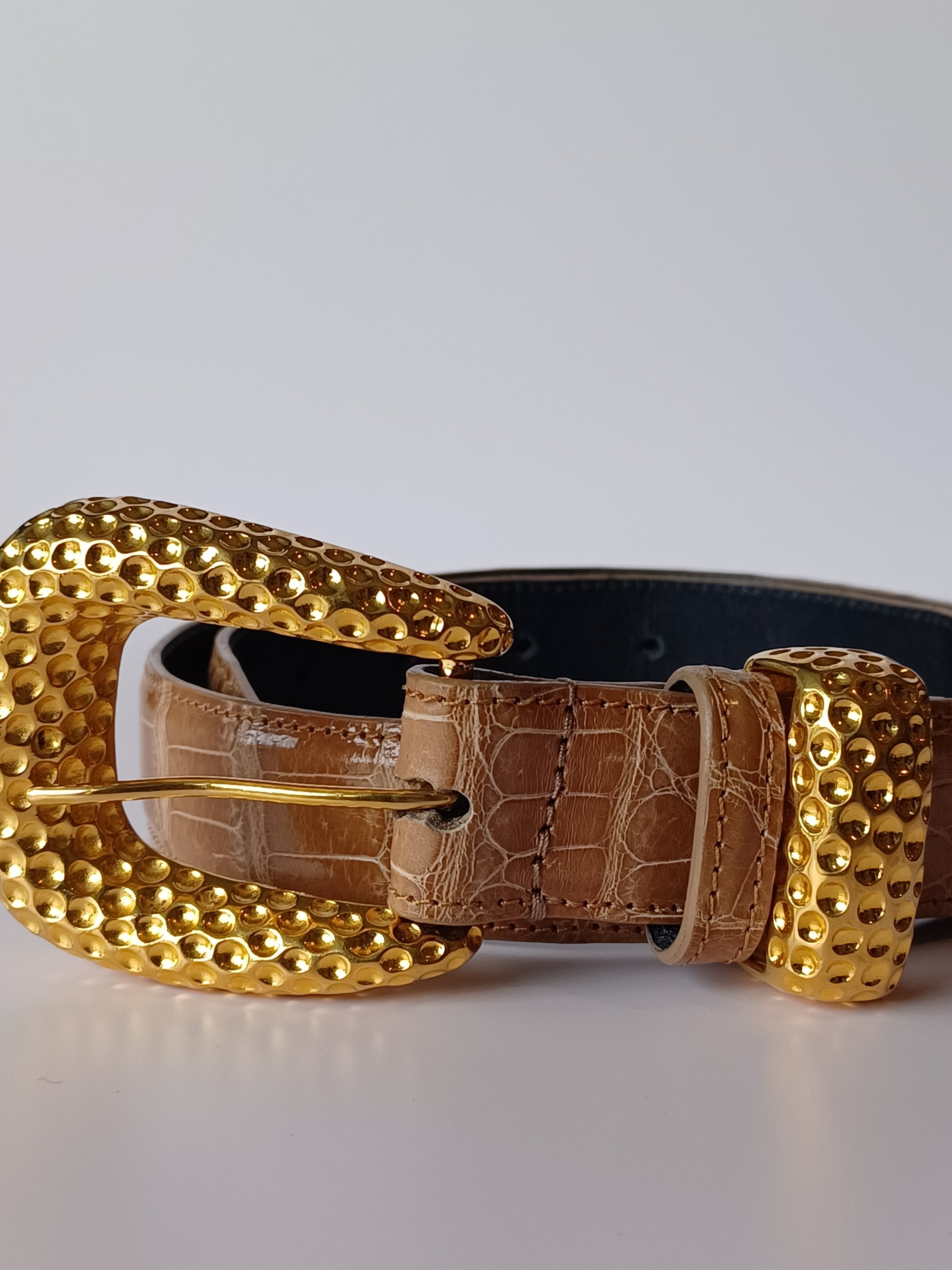 80's/90's Kleinberg Sherrill Tan Alligator Belt