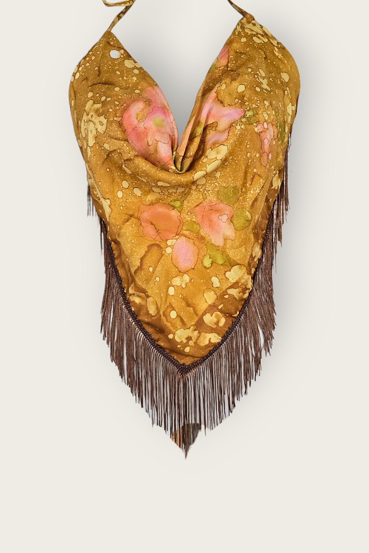 Tina Fringe Silk Scarf Top