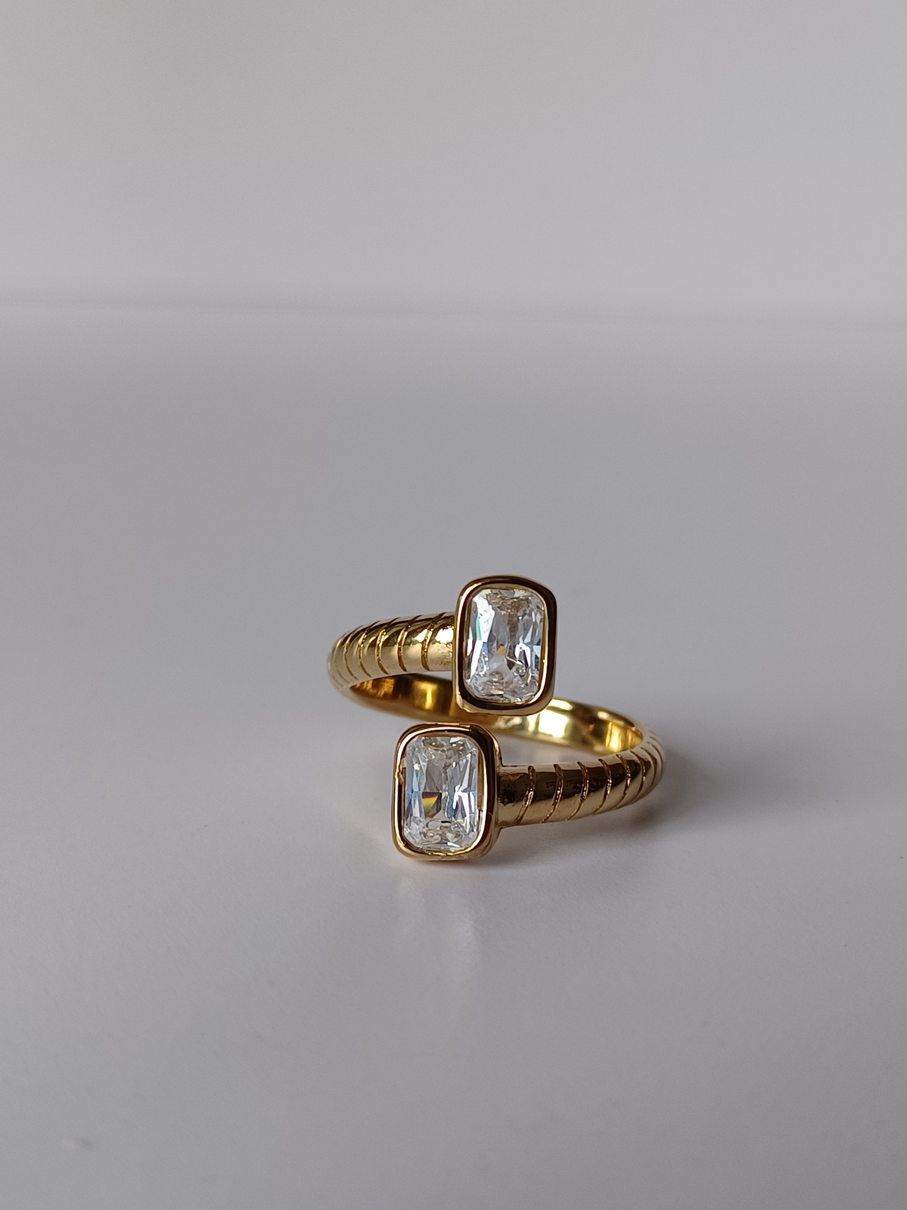 Double Crystal Wrap Around Ring