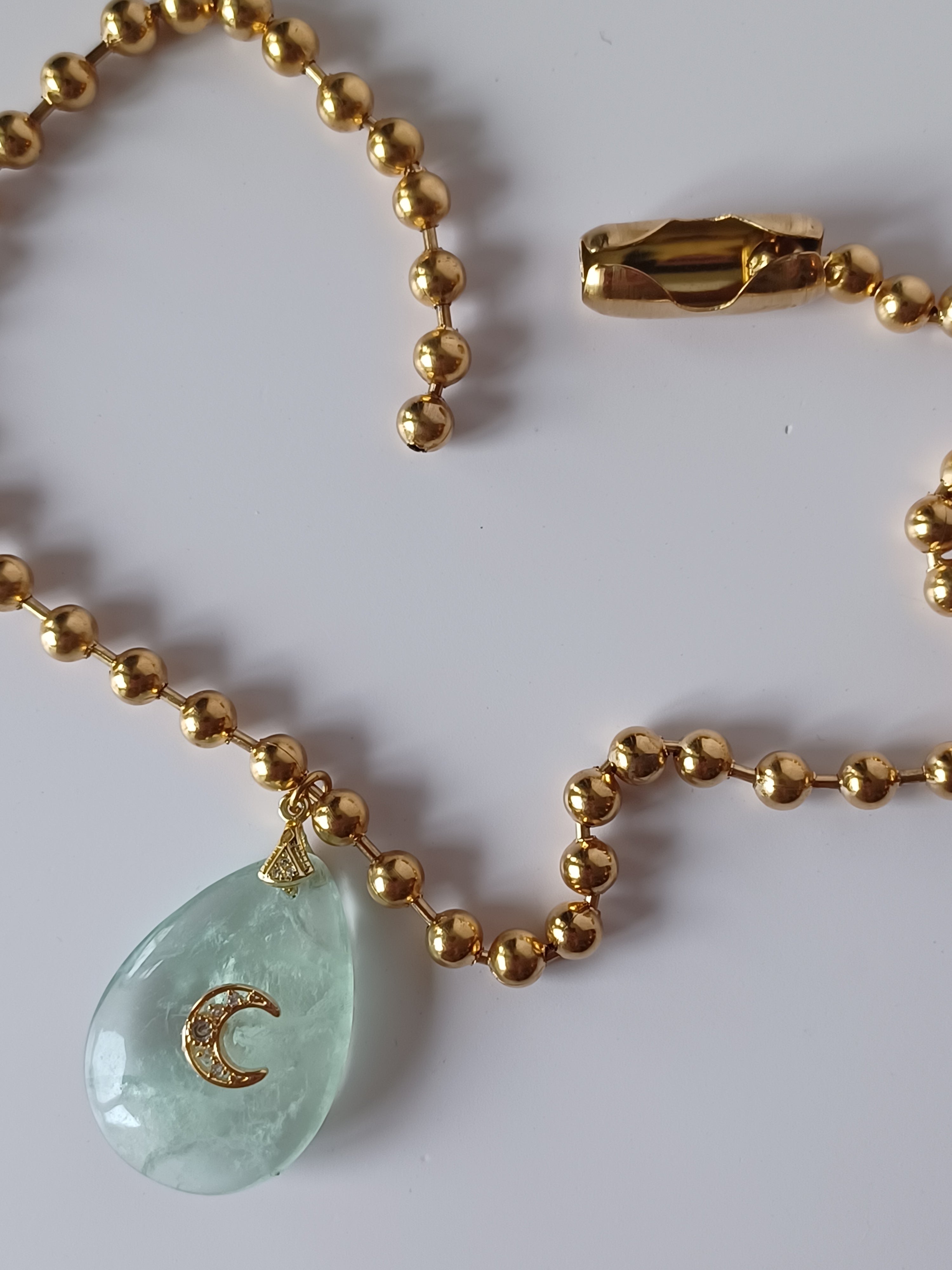 Vintage Moon Flourite Pendant Necklace