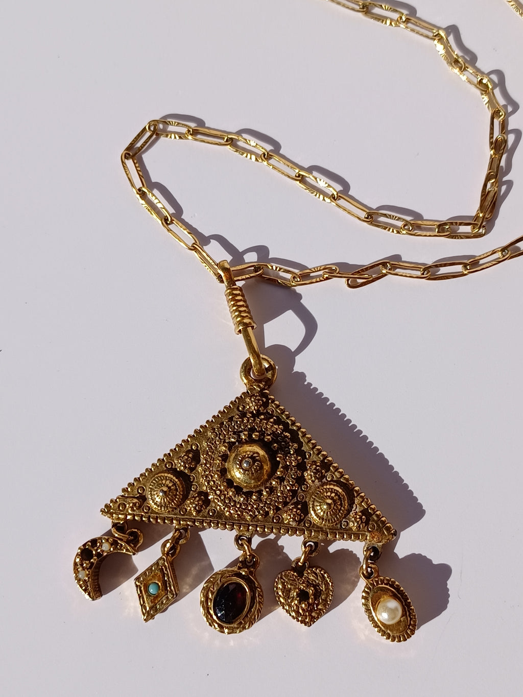 Vintage Etruscan Triangle Necklace