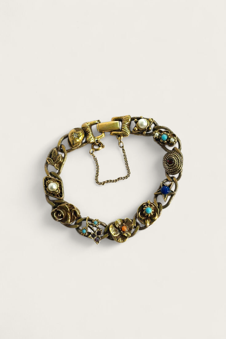 Vintage Goldette 50's/60s Etruscan Linked Charm Bracelet