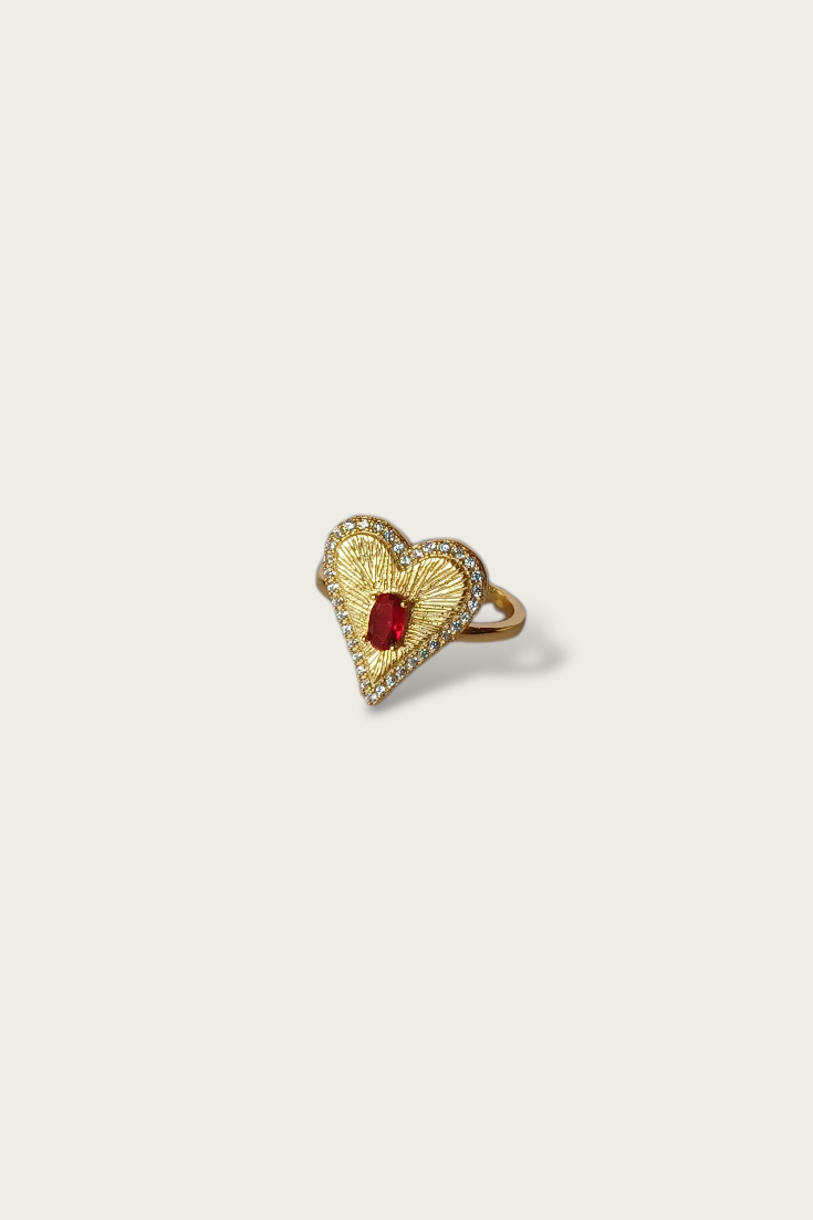 Ruby Red Vermeil Heart Ring