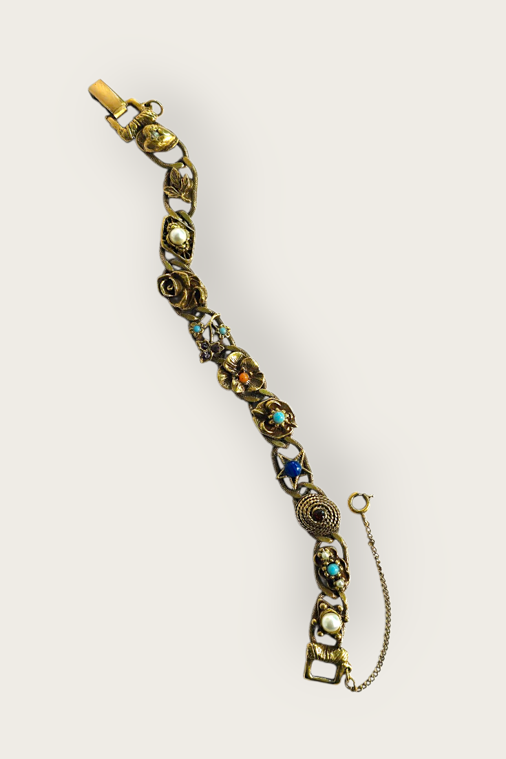 Vintage Goldette 50's/60s Etruscan Linked Charm Bracelet