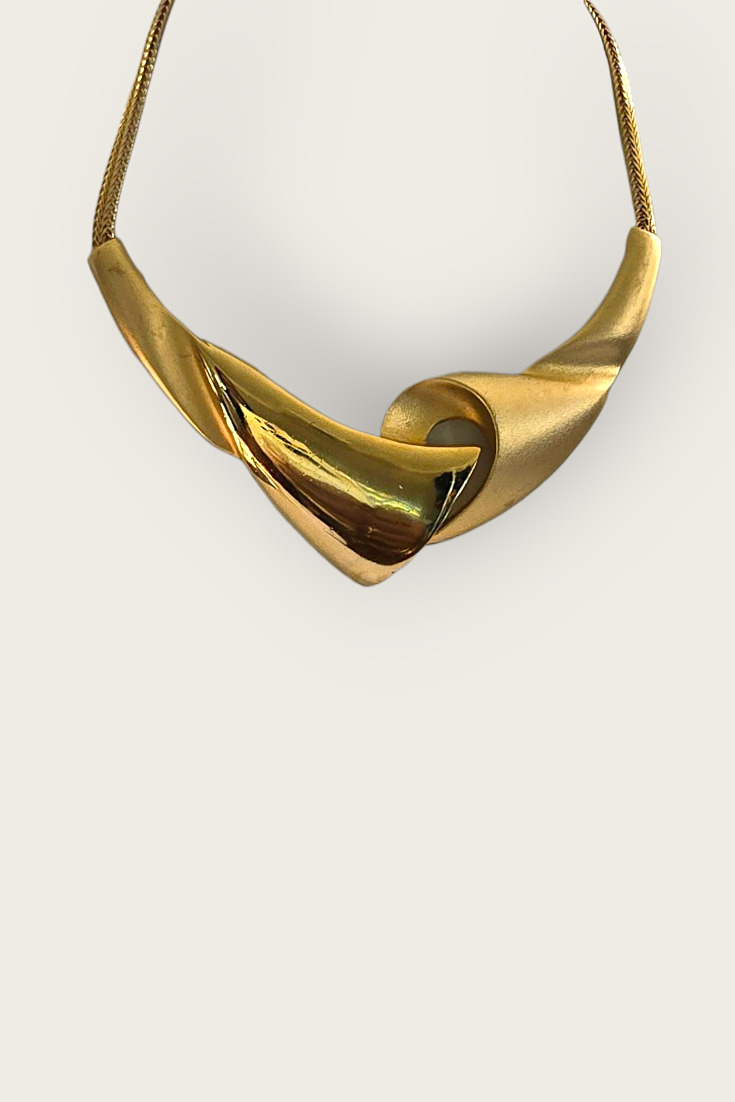 Vintage 80s Sculptural Wave Necklace