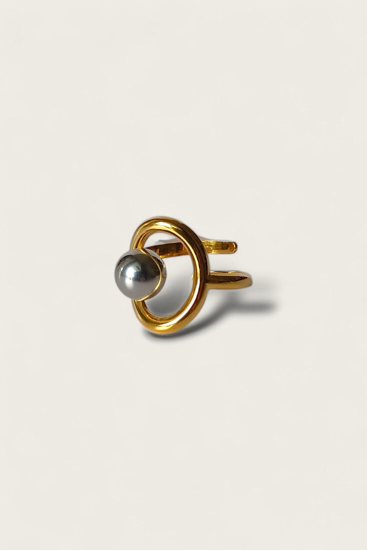 Abstract Oval Hoop Ring