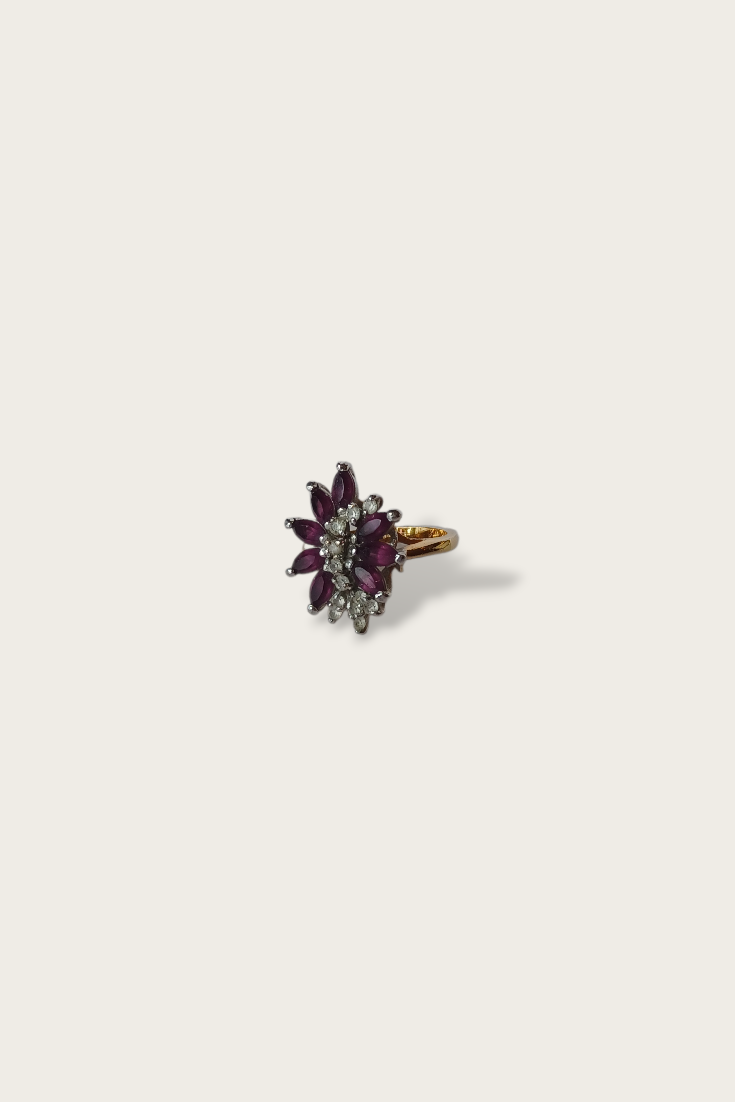 40's/50's Amethyst and Diamond Cluster Ring