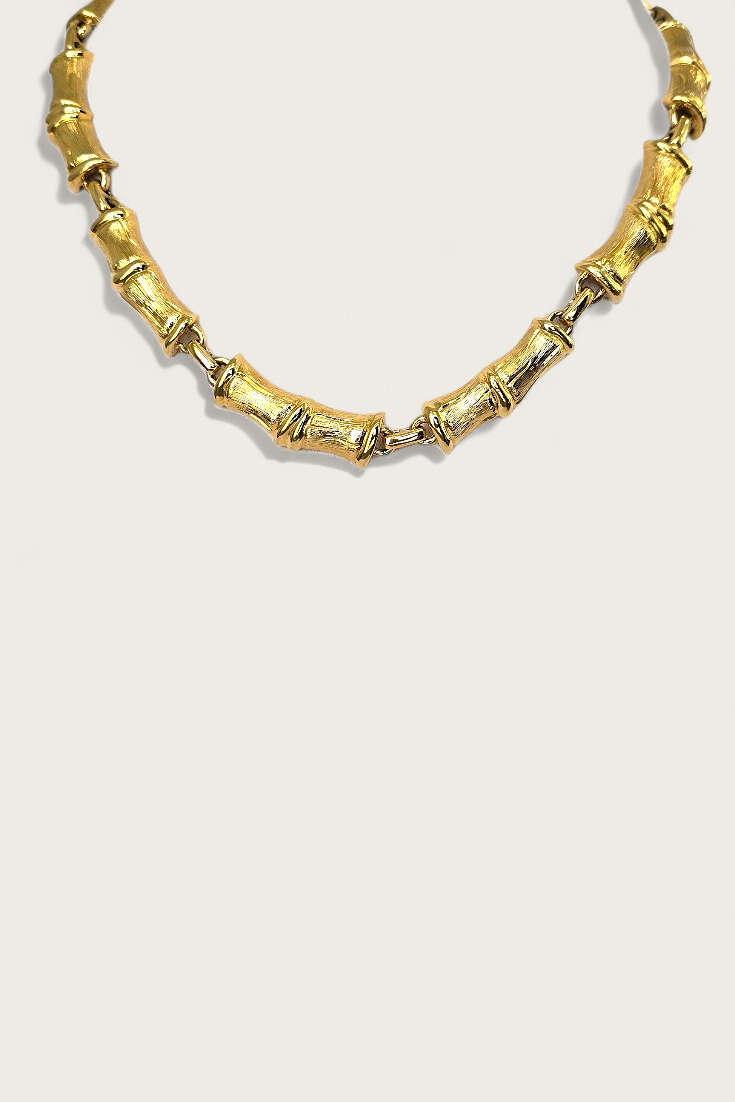 70's Monet Bamboo Linked Bar Necklace