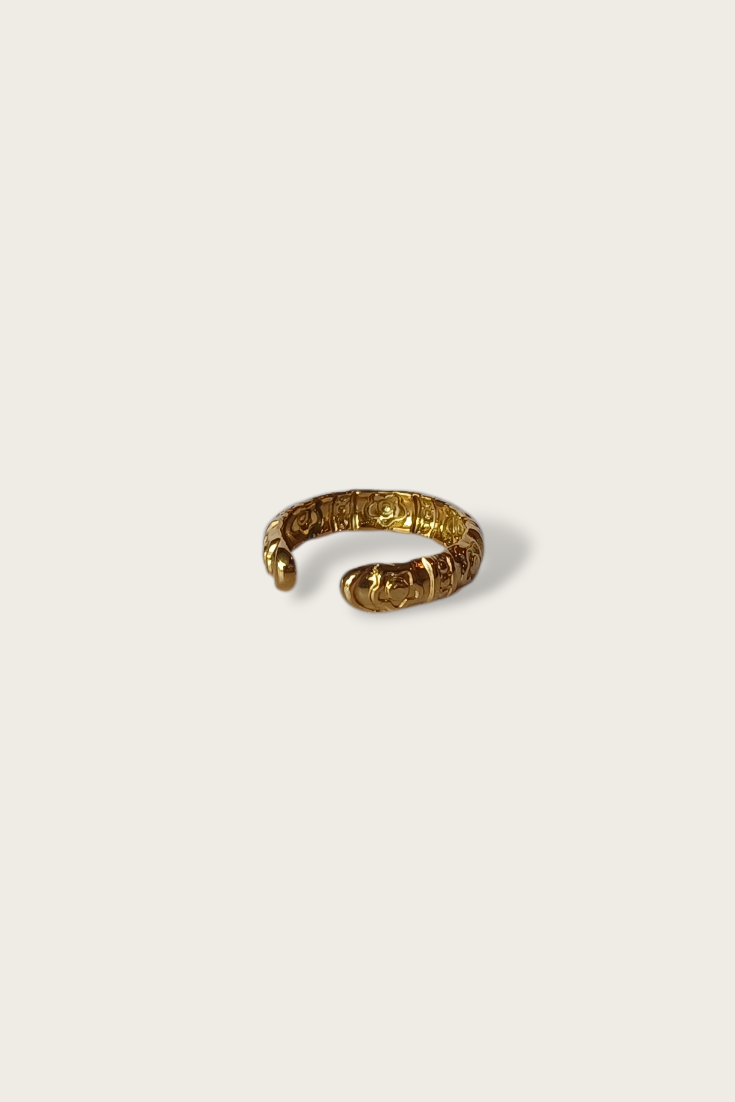 Floral Textured Cuff Ring