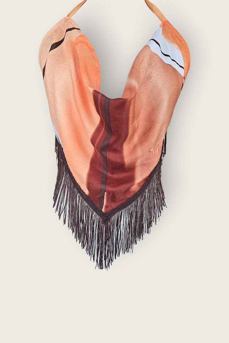 Tina Fringe Silk Scarf Top