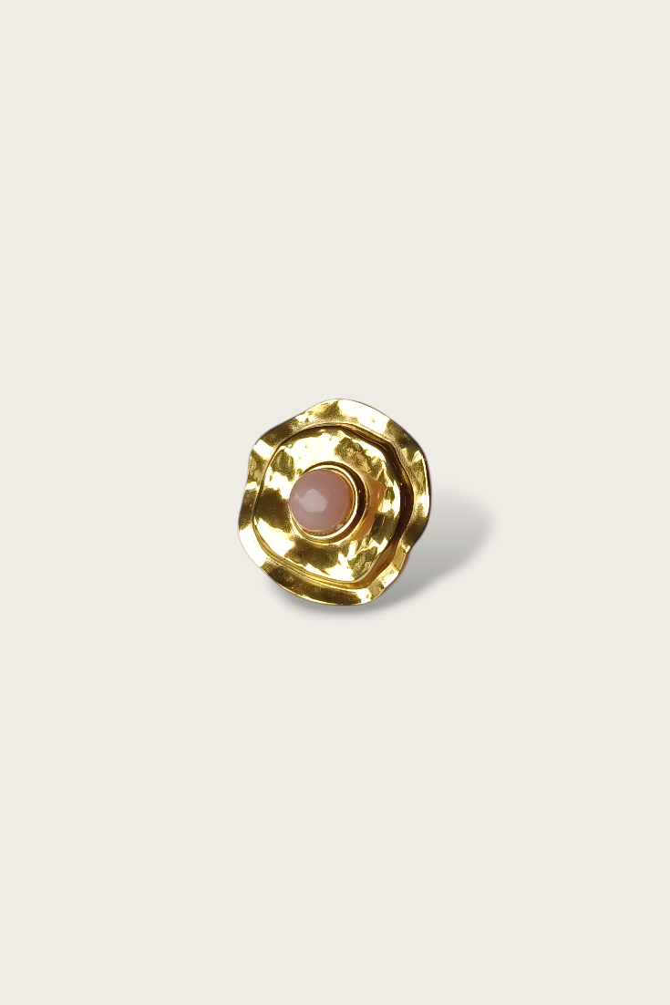 Rose Quartz Hammered Ring